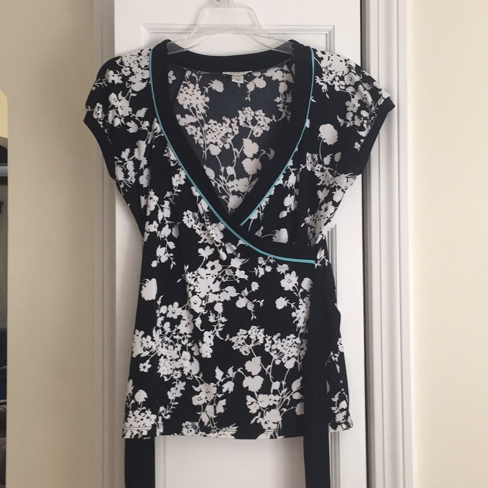 LOFT Blouse Size Small Black and White